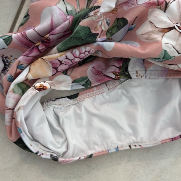 Posh Peanut Raina Tie Strap V Neck One Piece - Pink Floral - Picture 6 of 7